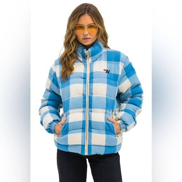 Aviator Nation Jackets & Blazers - Aviator Nation Apres Puffer Jacket - SKY PLAID Puffer Medium